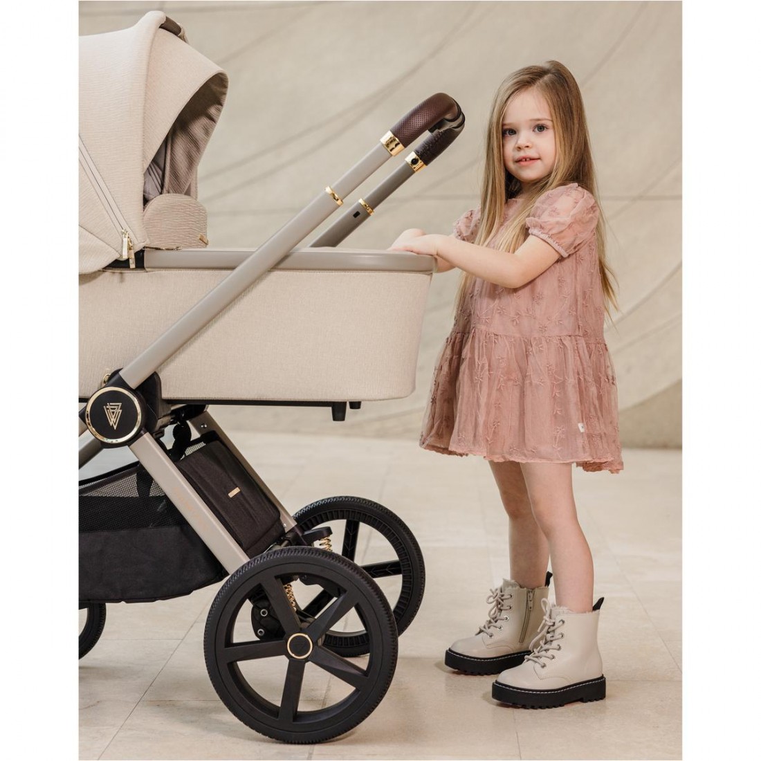 Venicci Upline 2 in 1 Pram 10 Piece Bundle, Stone Beige